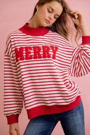 Seasons Greetings Stripe Appliqué Pullover - Westly