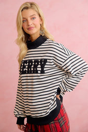 Seasons Greetings Stripe Appliqué Pullover - Westly