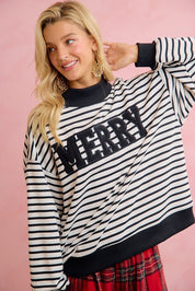 Seasons Greetings Stripe Appliqué Pullover - Westly