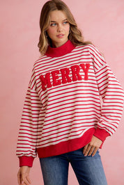 Seasons Greetings Stripe Appliqué Pullover - Westly