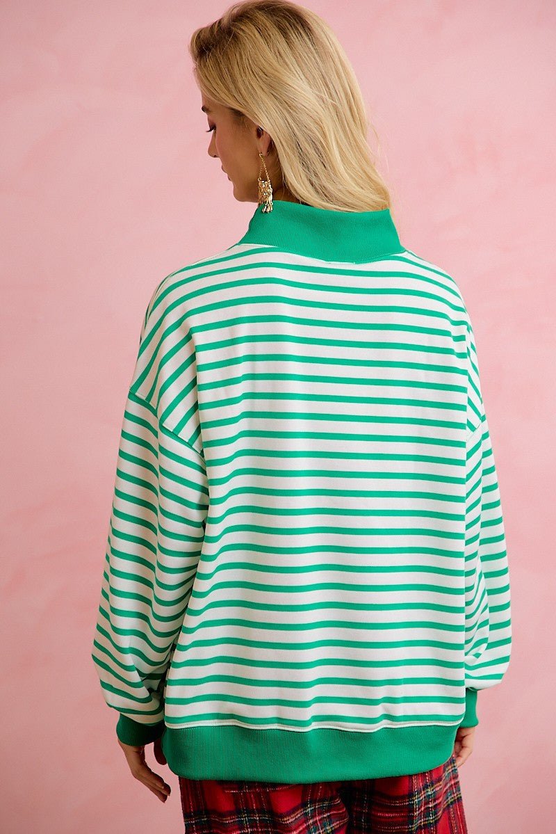Seasons Greetings Stripe Appliqué Pullover - Westly