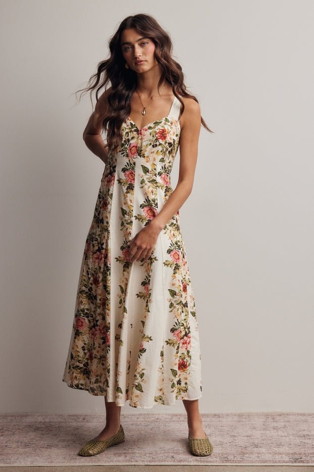 Secret Garden Floral Panel Midi Dress - Westly