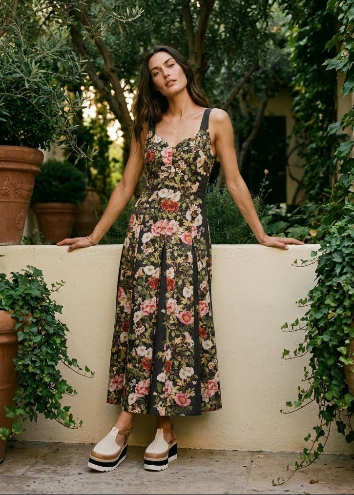 Secret Garden Floral Panel Midi Dress - Westly