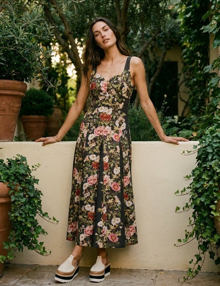Secret Garden Floral Panel Midi Dress - Westly