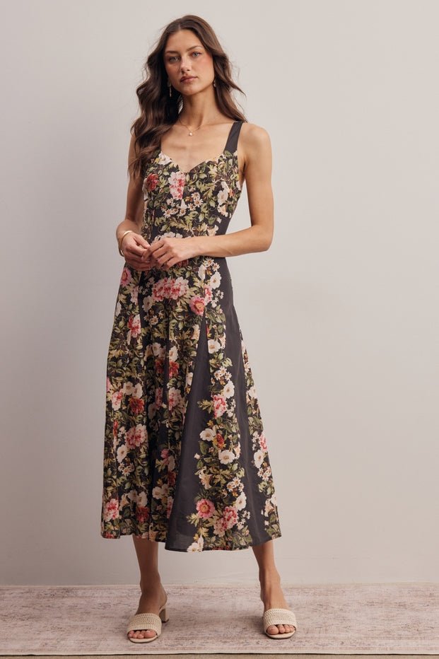 Secret Garden Floral Panel Midi Dress - Westly