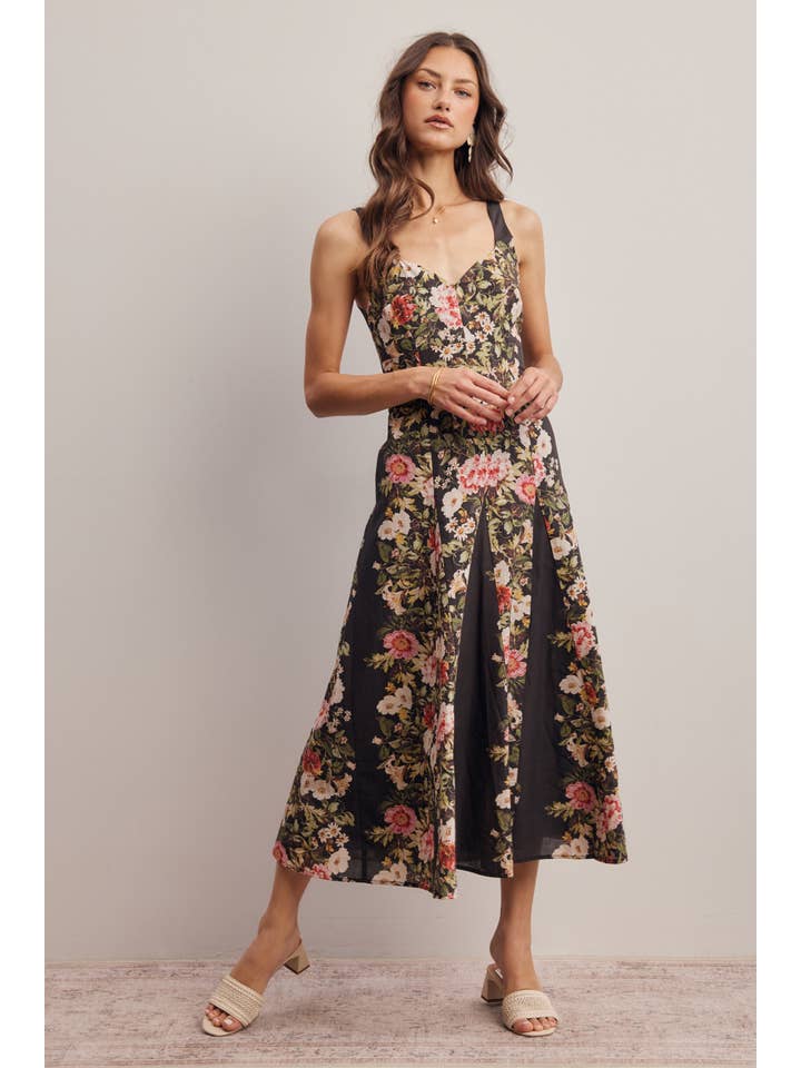 Secret Garden Floral Panel Midi Dress - Westly