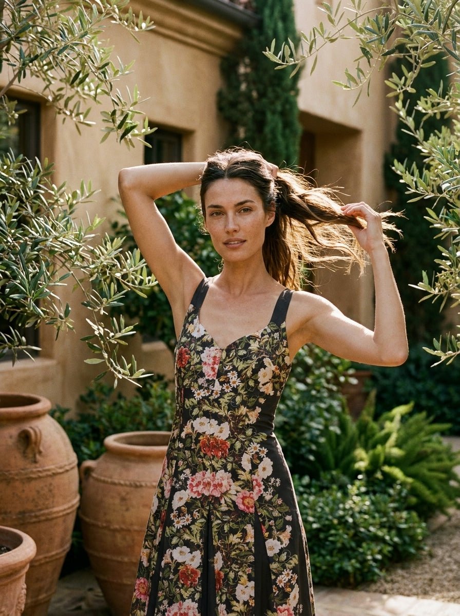Secret Garden Floral Panel Midi Dress - Westly