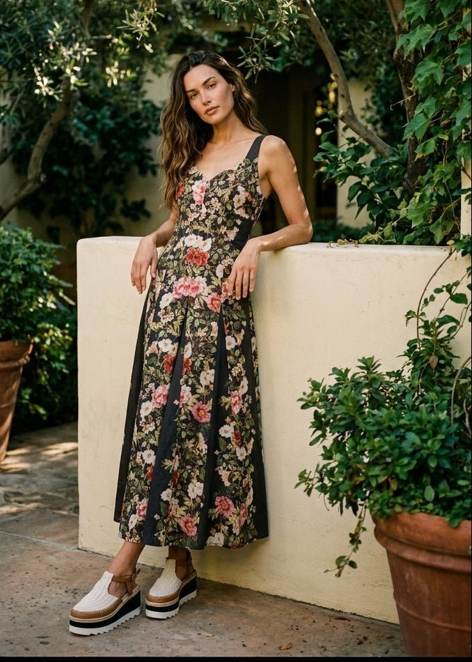 Secret Garden Floral Panel Midi Dress - Westly