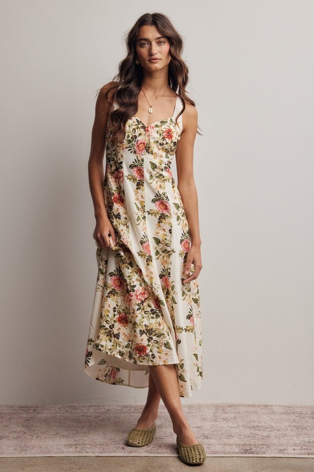 Secret Garden Floral Panel Midi Dress - Westly