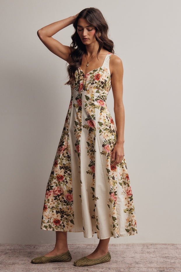 Secret Garden Floral Panel Midi Dress - Westly