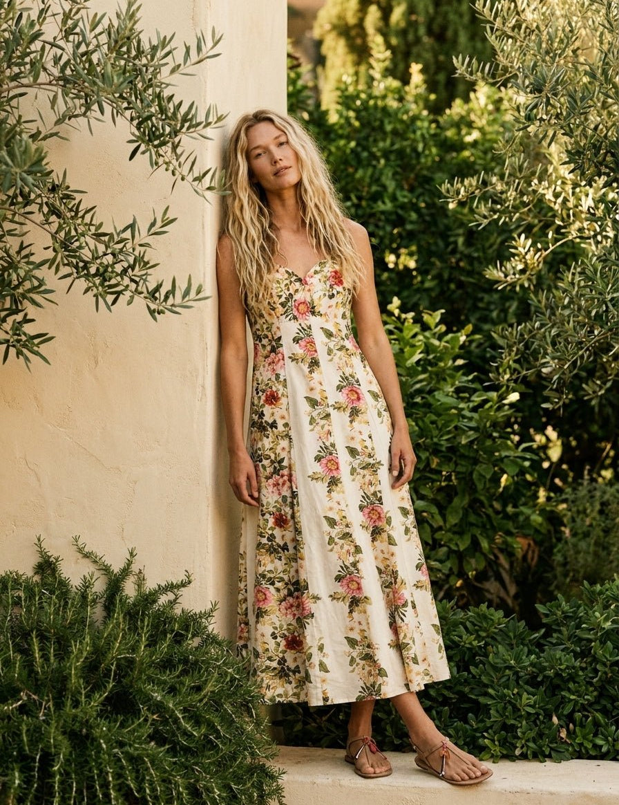 Secret Garden Floral Panel Midi Dress - Westly
