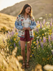 Secret Garden Mixed Media Jacquard Shacket - Westly
