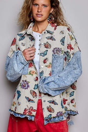 Secret Garden Mixed Media Jacquard Shacket - Westly