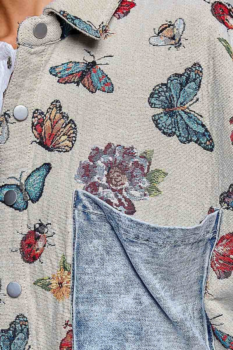 Secret Garden Mixed Media Jacquard Shacket - Westly