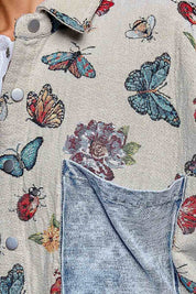 Secret Garden Mixed Media Jacquard Shacket - Westly