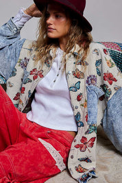 Secret Garden Mixed Media Jacquard Shacket - Westly
