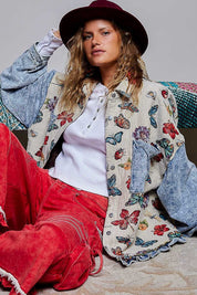 Secret Garden Mixed Media Jacquard Shacket - Westly