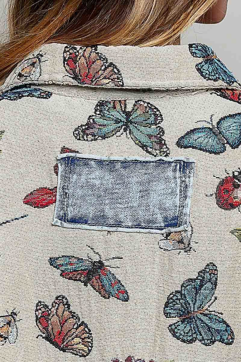 Secret Garden Mixed Media Jacquard Shacket - Westly