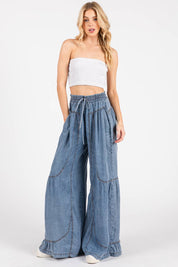 Shania Mineral Washed Wide Leg Palazzo Pants - Westly