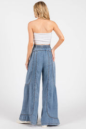 Shania Mineral Washed Wide Leg Palazzo Pants - Westly