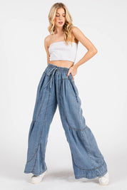Shania Mineral Washed Wide Leg Palazzo Pants - Westly