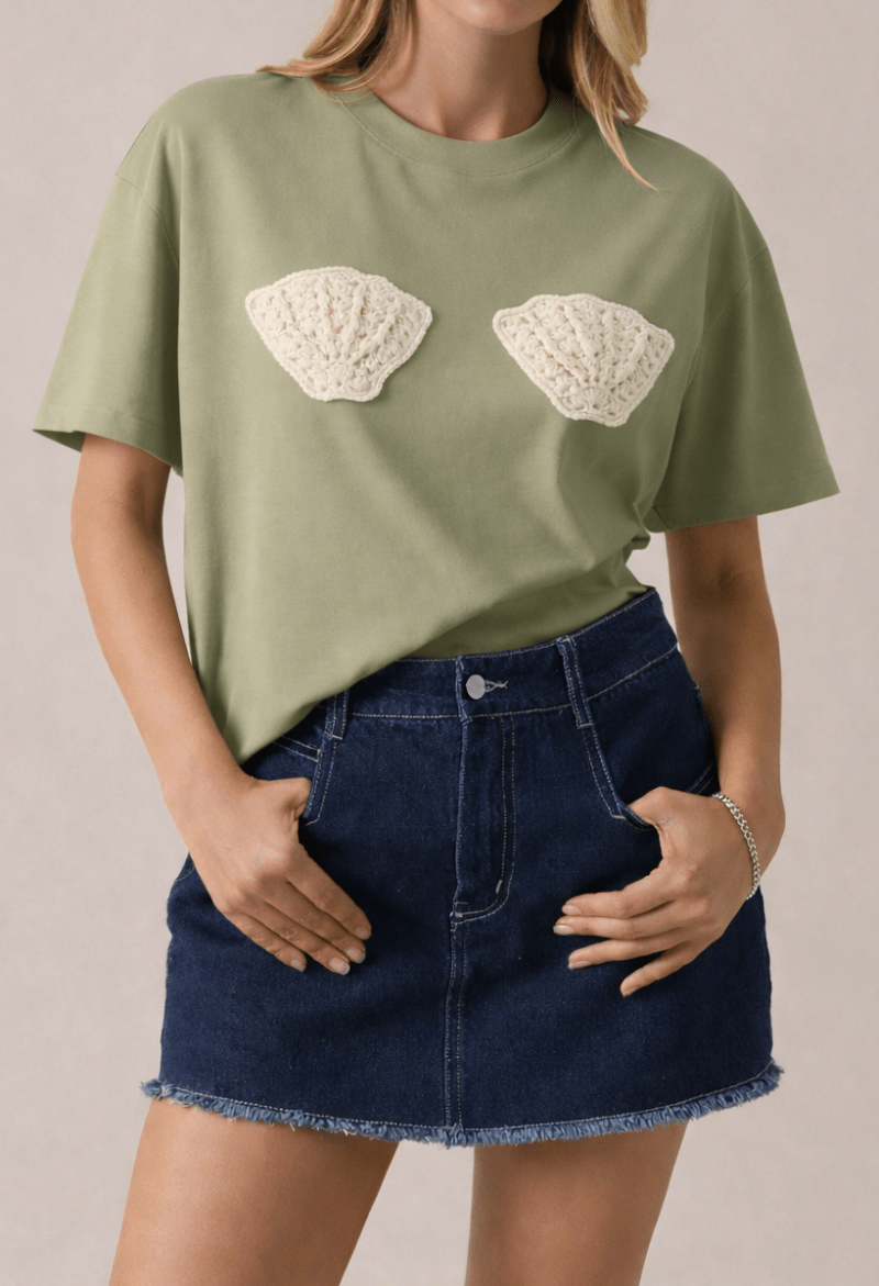 She Sells Seashells Crochet Patch Tee - Westly