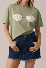 She Sells Seashells Crochet Patch Tee - Westly