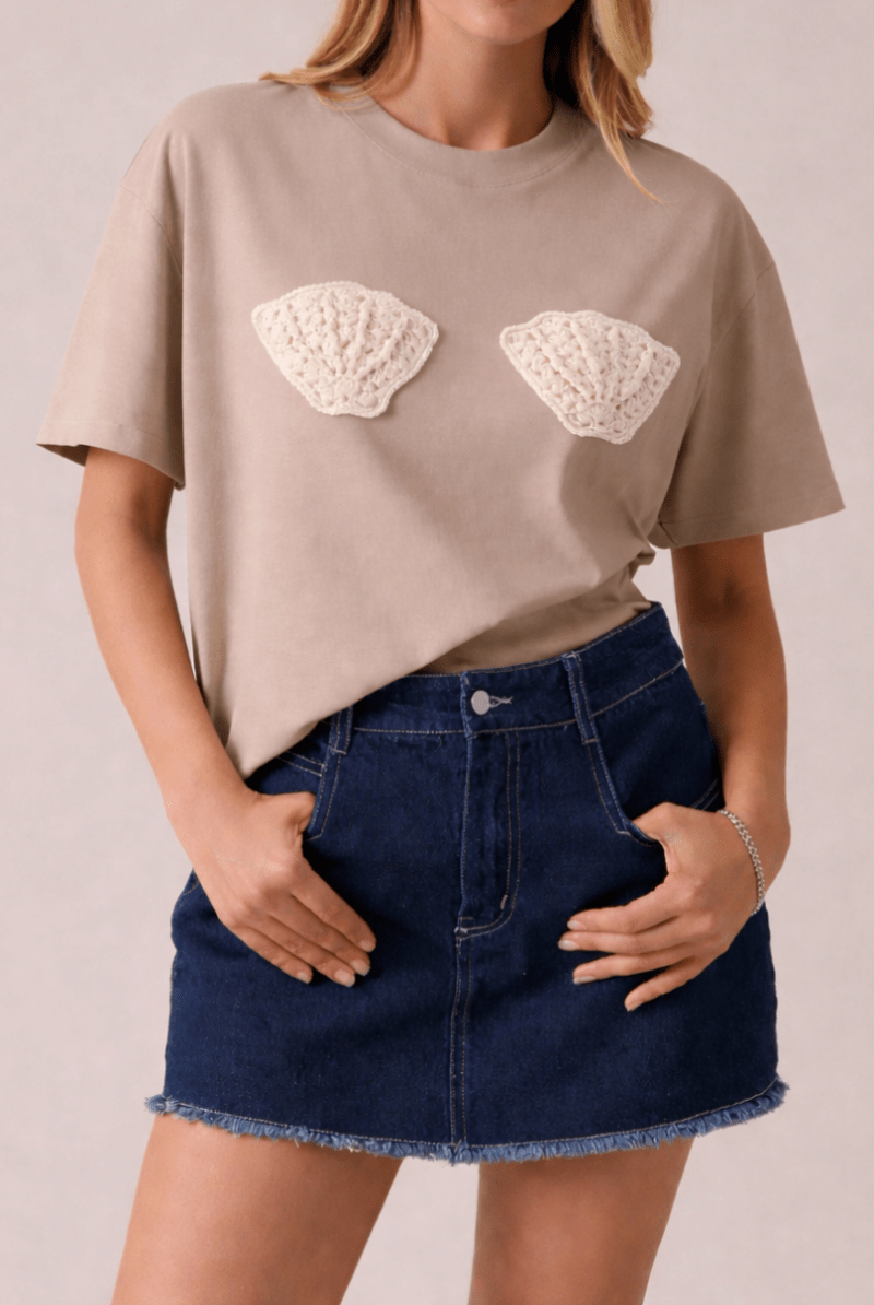 She Sells Seashells Crochet Patch Tee - Westly
