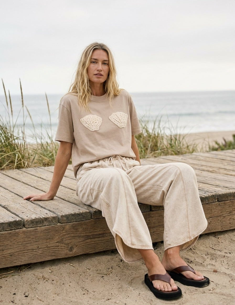 She Sells Seashells Crochet Patch Tee - Westly