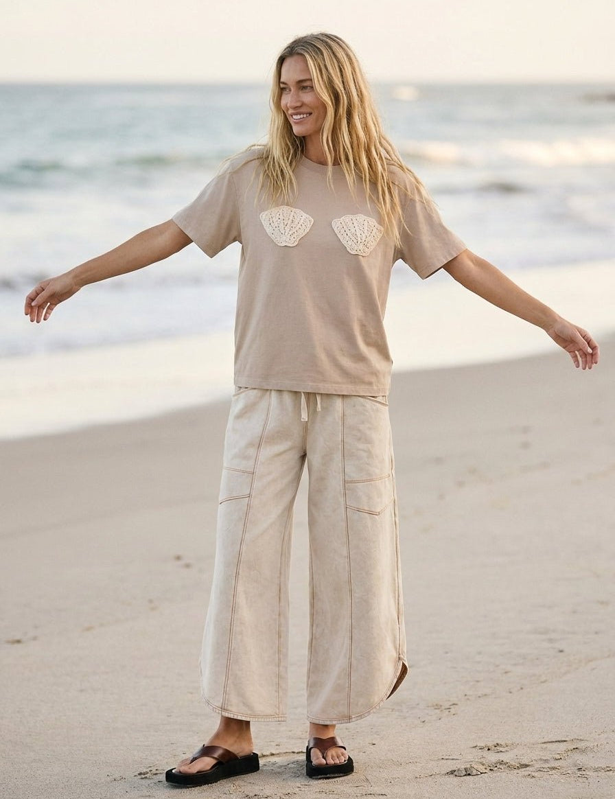 She Sells Seashells Crochet Patch Tee - Westly