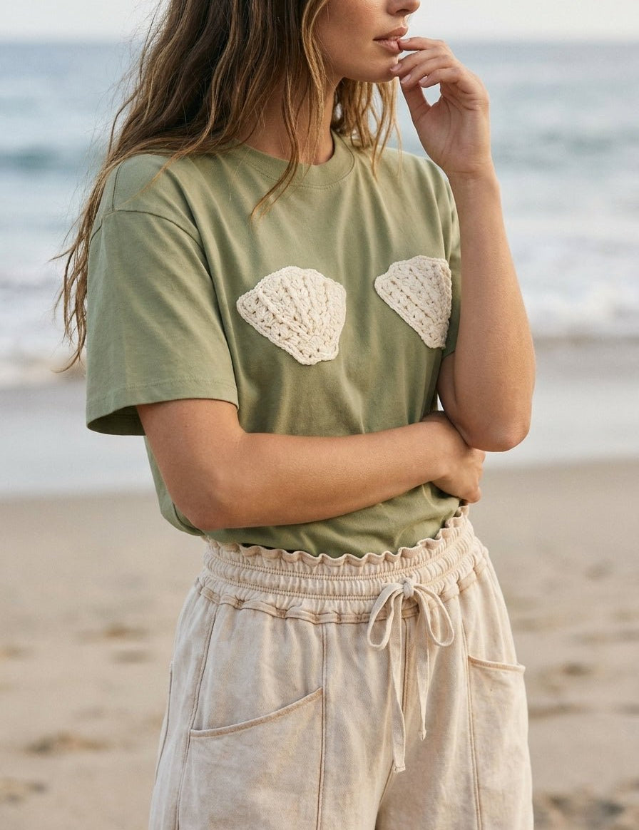 She Sells Seashells Crochet Patch Tee - Westly