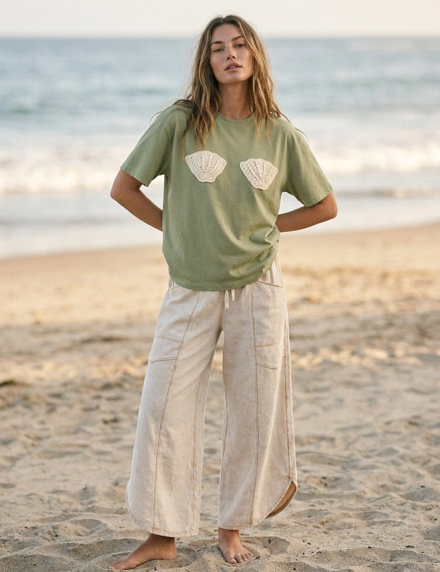 She Sells Seashells Crochet Patch Tee - Westly