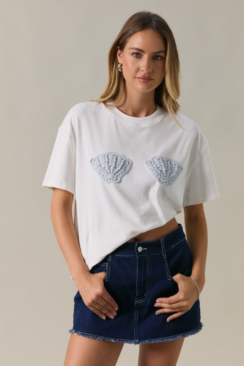 She Sells Seashells Crochet Patch Tee - Westly