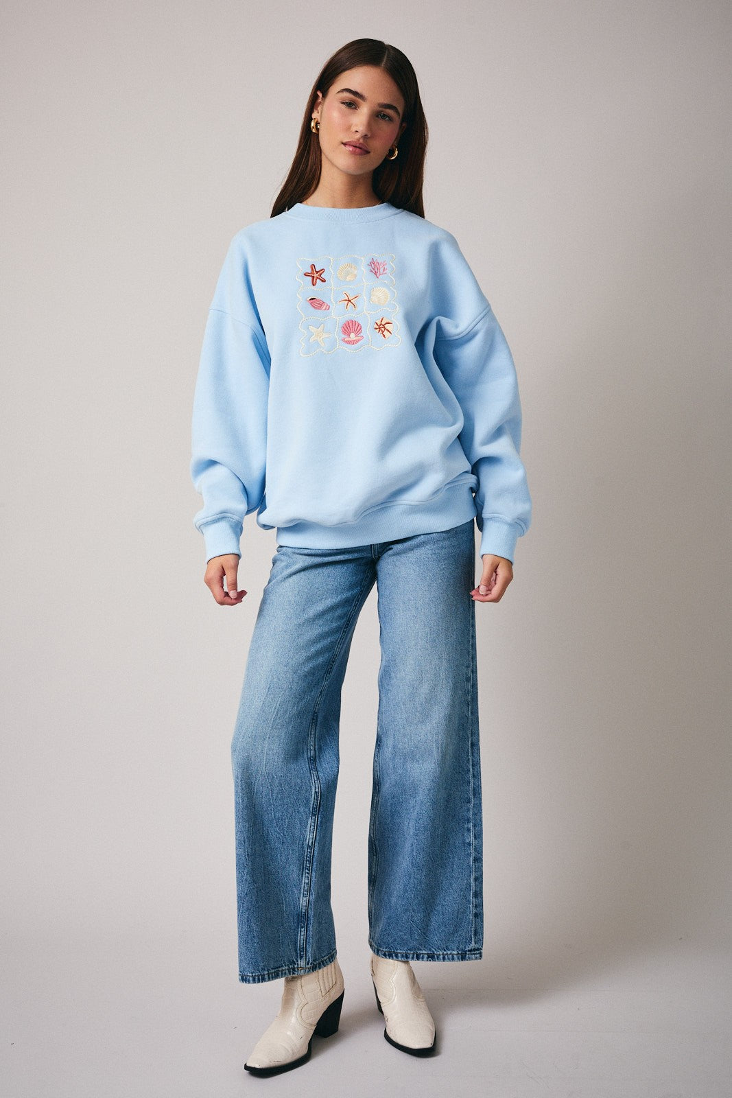 Shell Cabinet Embroidered Sweatshirt in Baby Blue - product photo 4