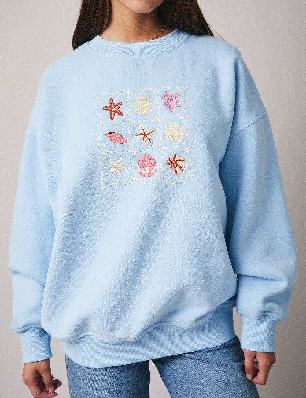 Shell Cabinet Embroidered Sweatshirt in Baby Blue - product photo 5
