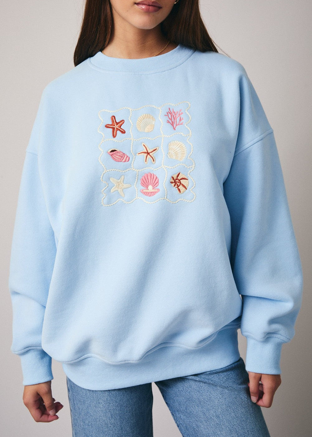 Shell Cabinet Embroidered Sweatshirt in Baby Blue - product photo 5