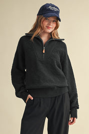 Shellwork Textured Half-Zip Sweater in Black - product photo 1