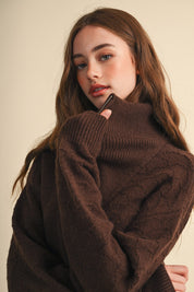 Shellwork Textured Half-Zip Sweater in Choco Brown - product photo 3