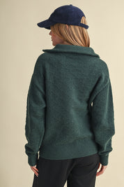 Shellwork Textured Half-Zip Sweater in Forest Green - product photo 6