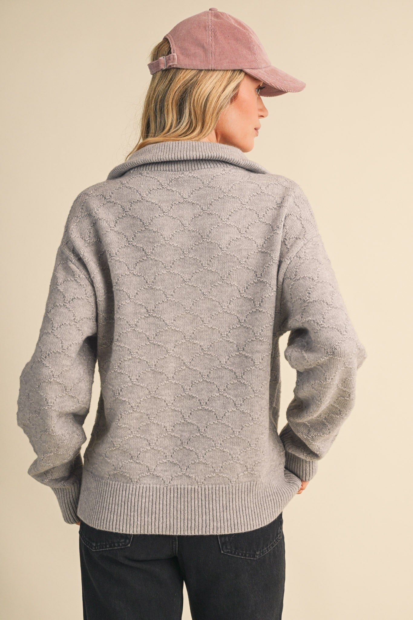 Shellwork Textured Half-Zip Sweater in Heather Grey - product photo 5