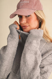 Shellwork Textured Half-Zip Sweater in Heather Grey - product photo 6