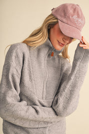 Shellwork Textured Half-Zip Sweater in Heather Grey - product photo 7