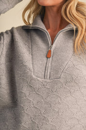 Shellwork Textured Half-Zip Sweater in Heather Grey - product photo 8