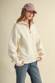Shellwork Textured Half-Zip Sweater in Ivory - product photo 4