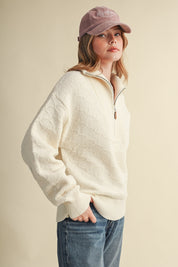 Shellwork Textured Half-Zip Sweater in Ivory - product photo 5