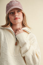 Shellwork Textured Half-Zip Sweater in Ivory - product photo 6