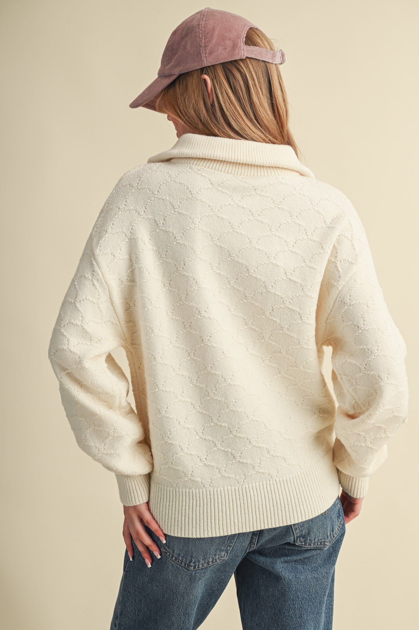 Shellwork Textured Half-Zip Sweater in Ivory - product photo 8