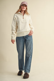 Shellwork Textured Half-Zip Sweater in Ivory - product photo 9