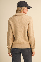 Shellwork Textured Half-Zip Sweater in Sand Beige - product photo 6