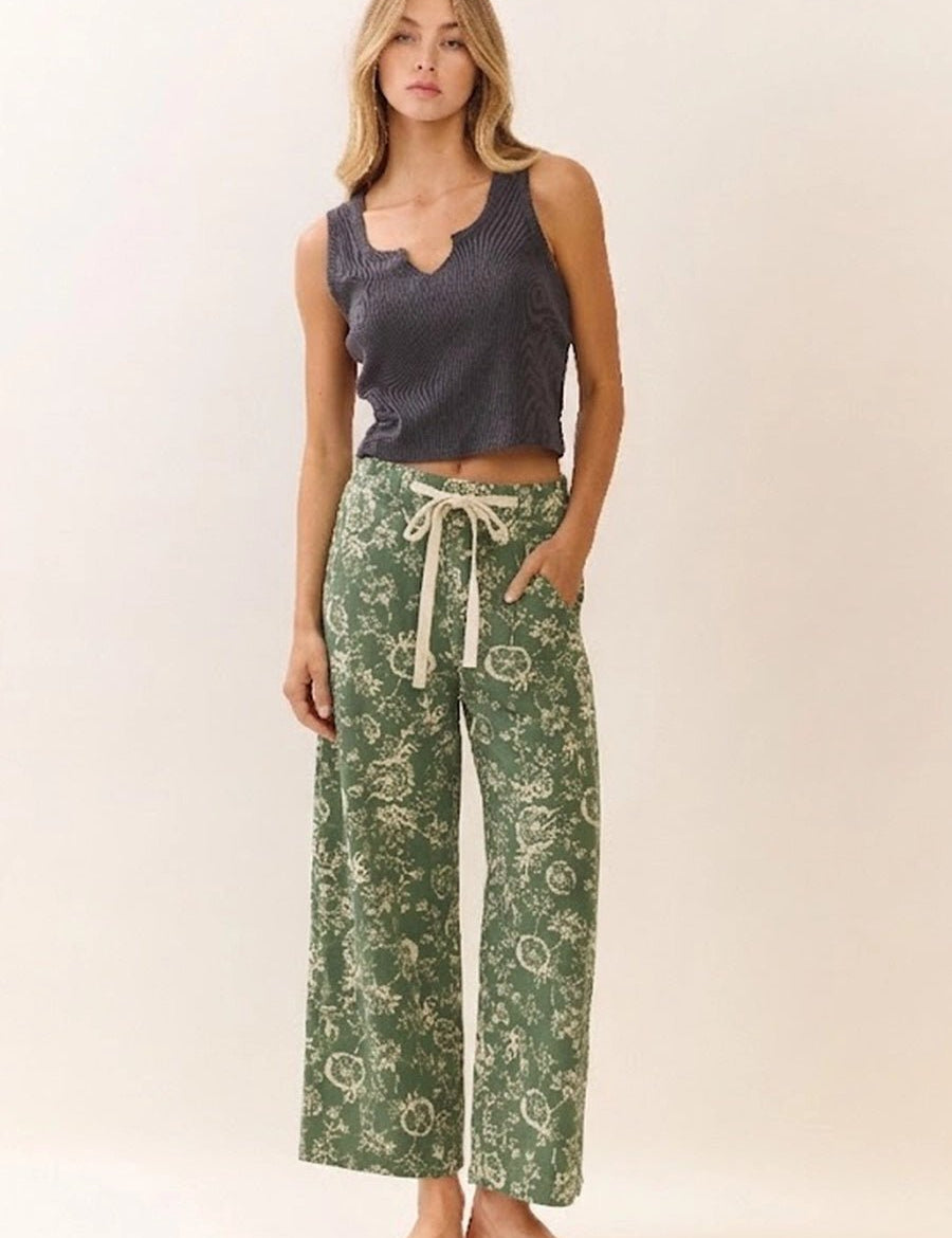 Shiloh Floral Printed Cropped Straight - Leg Pants - Westly